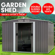 Garden Shed Spire Roof 6ft x 8ft Outdoor Storage Shelter - Grey