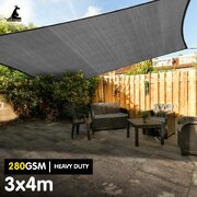 280Gsm Outdoor Sun Shade Sail Canopy Grey - 3M X 4M