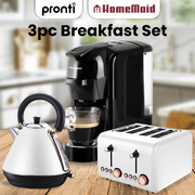 Kettle, Toaster and HomeMaid Coffee Machine Breakfast Set - White