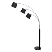 3-Light Arc Floor Lamp Adjustable Black Taper Shades Reading Light