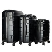 Olympus 3PC Artemis Luggage Set Hard Shell Suitcase ABS+PC - Jet Black