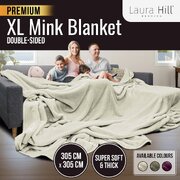 Xl Mink Blanket Double-Sided 305X305Cm Bed Oversized Throw Rug Beige