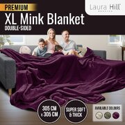 Xl Mink Blanket Double-Sided 305X305Cm Bed Oversized Throw Rug Purple