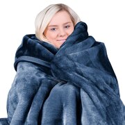 800Gsm Blanket Heavy Double-Sided Mink 240 X 220Cm Navy Blue