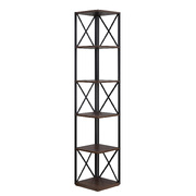 Nora 5-Tier Corner Bookshelf - Walnut/Black