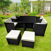 9pc Outdoor Furniture PE Rattan Cube Dining Garden Set