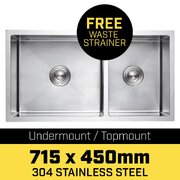 304 Stainless Steel Kitchen Laundry Sink - 715 x 450mm