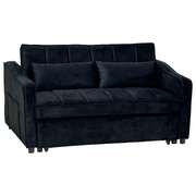 Light Black Velvet 2-Seater Sofa Bed with Comfortable Sleeping