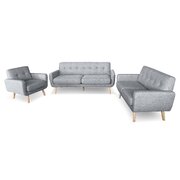 6-Seater Linen Sofa Set Couch Futon - Light Grey