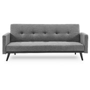 Tufted Linen 3-Seater Sofa Bed with Armrests - Light Grey