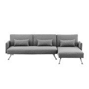 Mia 3-Seater Corner Sofa Bed Chaise and Pillows by Dark Grey