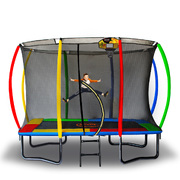 Trampoline 8 Ft X 11 Ft Outdoor Rectangular Rainbow with Basketball Set