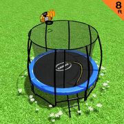 Trampoline 8 ft with Basketball set - Blue