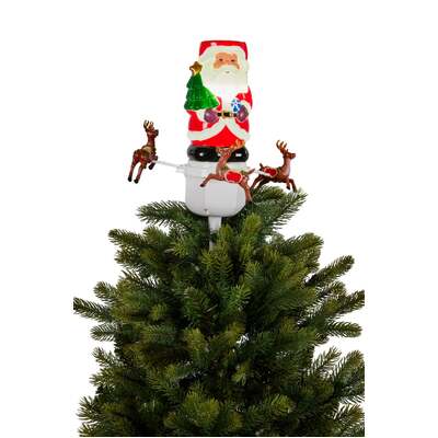 Christmas Tree Topper Santa with Movement Images Lights Snow & Music