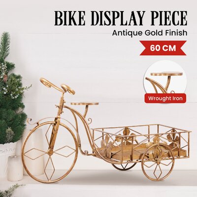 Antique Gold Metal Art Iron Wrought Material Bicycle Display Christmas Décor