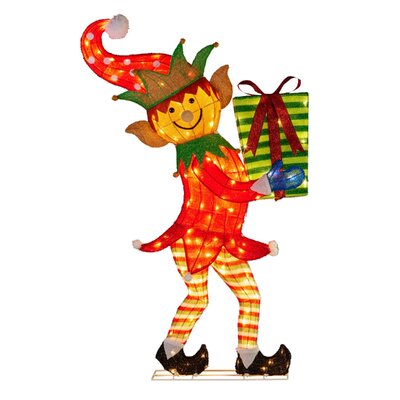 Christmas Elf Display with Lights - 125cm