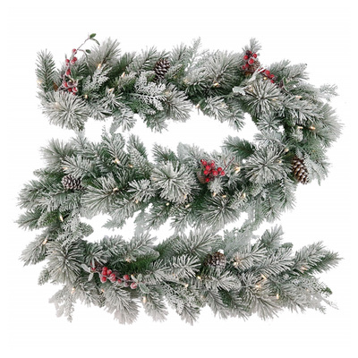 National Tree Company 274Cm Snowy Bedford Christmas Garland With 70 Led Lights