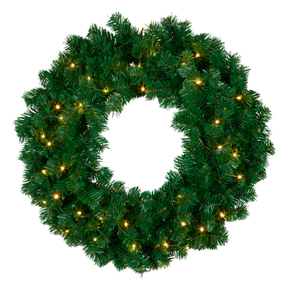 Green Pre-Lit Christmas Wreath - 61Cm