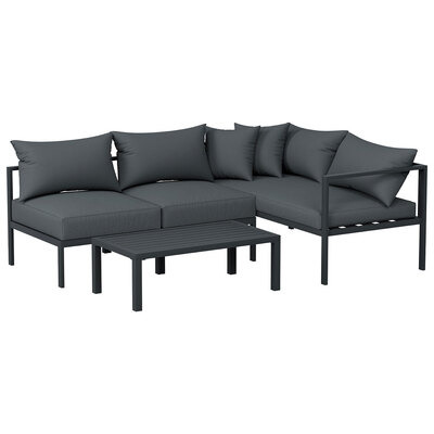 Modern 4-Seater Aluminum Outdoor Sofa Set