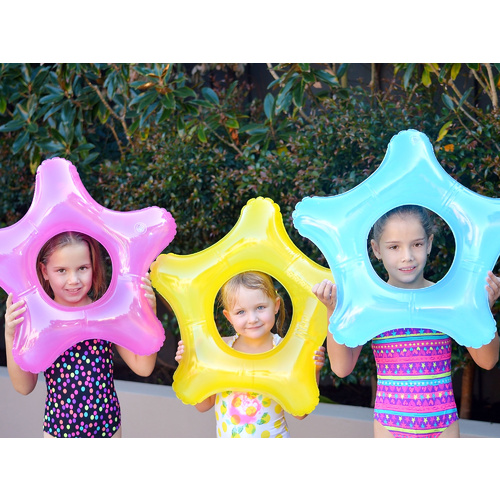 Star Swim Ring 64cm 3 Asst Yellow Pink Blue