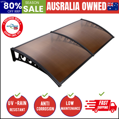 Window Awning Door Canopy 1M X 2M Brown Hollow Sheet Plastic Frame