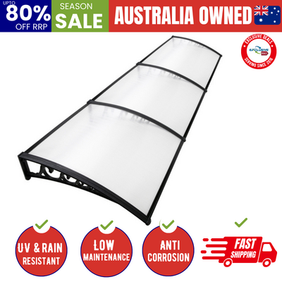 Window Door Awning 1Mx3M Transparent Hollow Sheet Plastic Frame