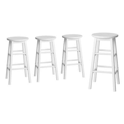 4x Bar Stools Round Chairs Wooden White Stylish Comfortable