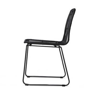 Set of 2 PE Wicker Dining Chair - Black