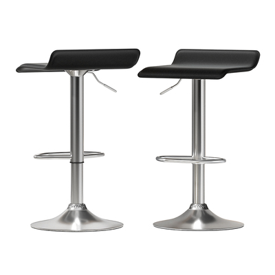 2x Bar Stools Leather Chair Black