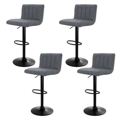 4X Bar Stools Vintage Leather Gas Lift Grey