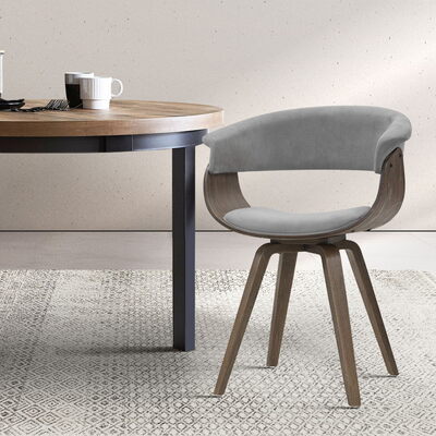 Dining chairs Bentwood Chair Kitchen Velvet Fabric Timber Wood Retro Grey