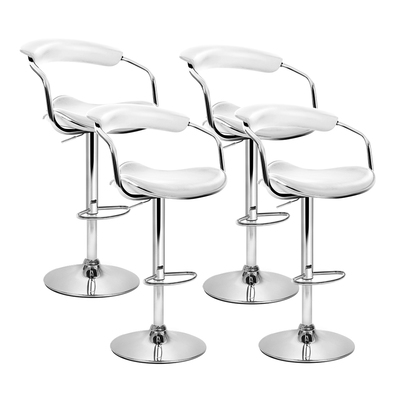  set of 4 PU Leather Bar Stools ADE Kitchen Chairs Swivel Bar Stool White Gas Lift