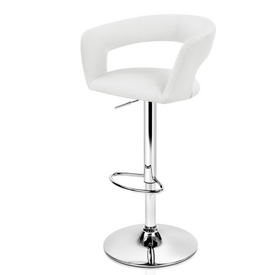 Set of 2 PU Leather Bar Stools - White