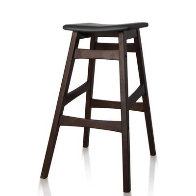 Set of 2 Wooden and Padded Bar Stools - Black