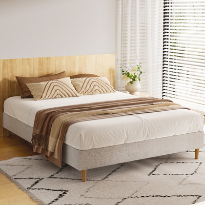 Bed Frame Queen Size Beige ZORA