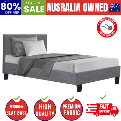 Bed Frame King Single Size Grey NEO