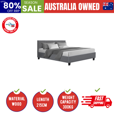 Bed Frame Queen Size Grey NEO