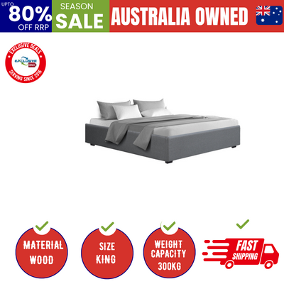 Bed Frame King Size Gas Lift Base Grey TOKI