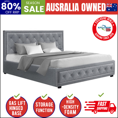 Bed Frame King Size Gas Lift Grey TIYO