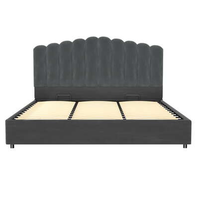 Bed Frame King Size Velvet Grey FION