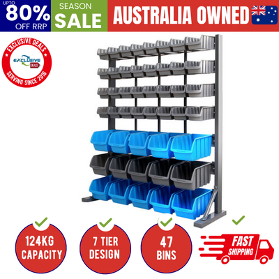 47 Storage Bin Rack Wall Mounted Steel Stand