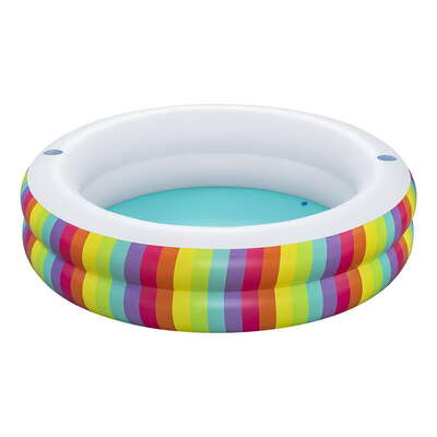 Kids Inflatable Round Pool Above Ground Cup Holder Rainbow 206X206X51Cm