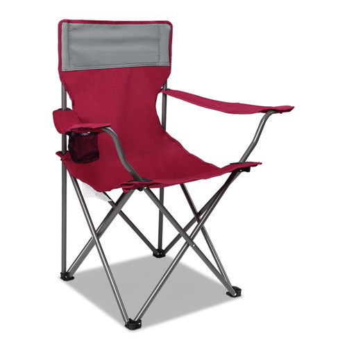 Set of 2 Portable Folding Camping Armchair - Wine Red