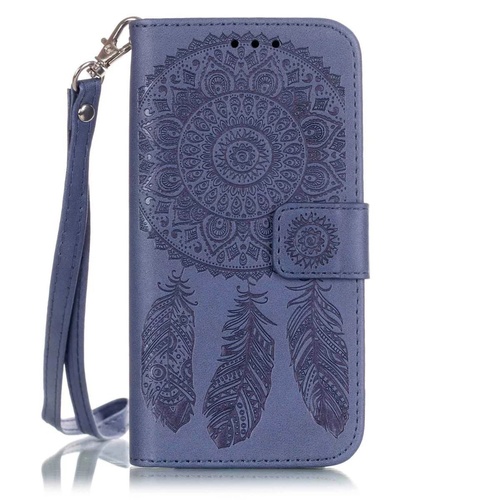 iPhone 7 Plus Aeolian Bells Pattern Emboss Leather Case (Purple)