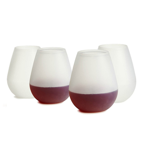 Set Of 4 Unbreakable Silicone Wonder Wine Glass White 100% BPA Free Silicone