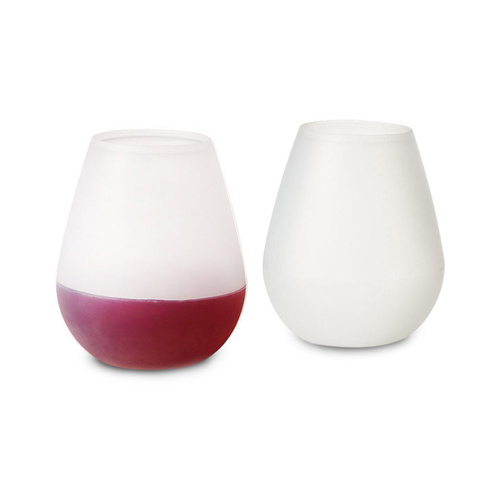 Set Of 2 Unbreakable Silicone Wonder Wine Glasses White 100% BPA Free Silicone