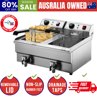 Commercial Electric Deep Fryer Twin Frying Basket Chip Cooker Countertop