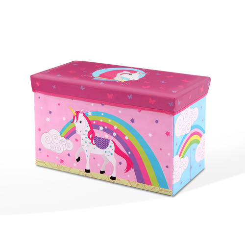 Kids Storage Toy Box Foldable - Pink / Unicorn