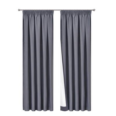 Art Queen 2 Pencil Pleat 240x213cm Blockout Curtains - Dark Grey