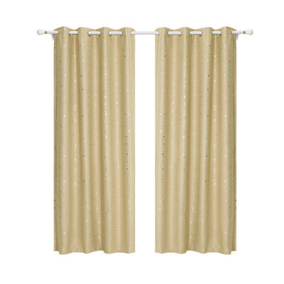 Art Queen 2 Star Blockout 180x213cm Blackout Curtains - Latte